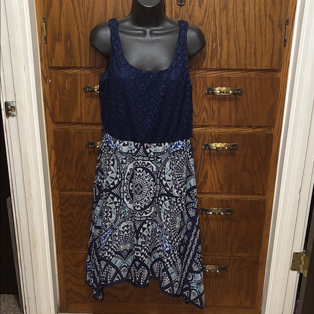 AUW Elegant Navy Blue Dress